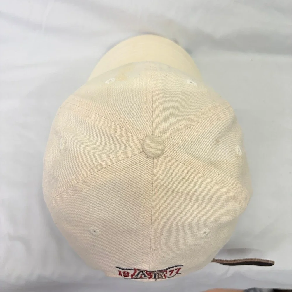 American Eagle Hat Baseball Cap Mens OSFM Cream Embroidered Logo 1803